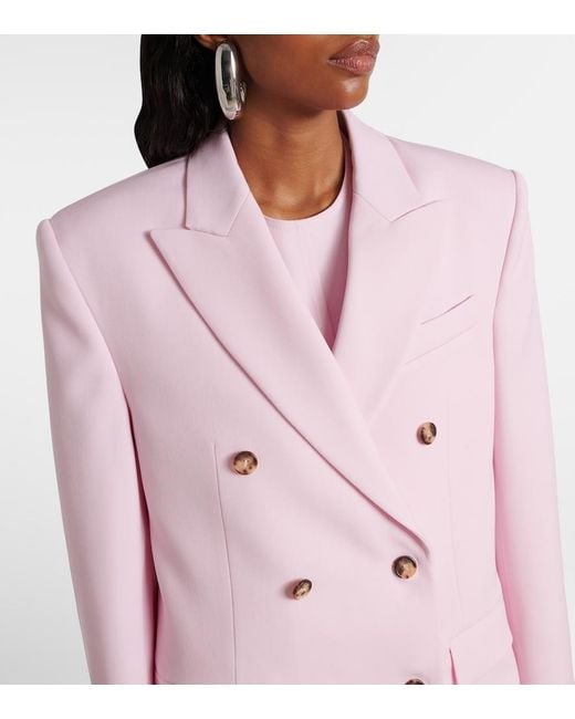 Wardrobe NYC Pink Double-Breasted Virgin Wool Blazer