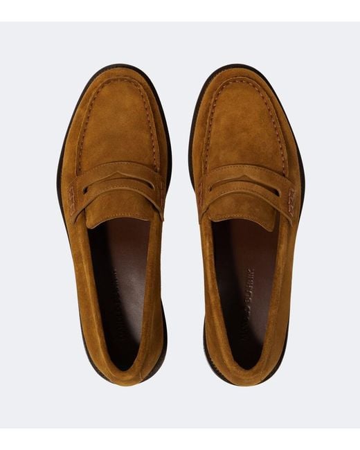 Manolo Blahnik Brown Perry Suede Penny Loafers for men