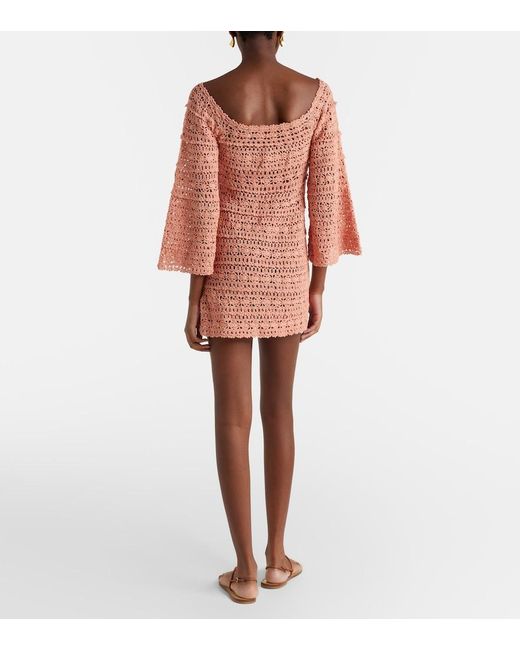 Anna Kosturova Pink Bella Crochet Cotton Minidress