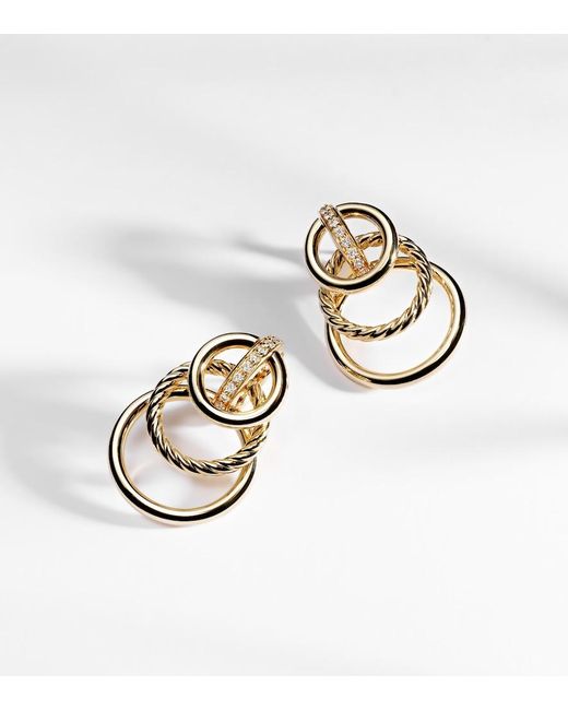 David Yurman Metallic Dy Mercer Triple 18Kt Earrings With Diamonds