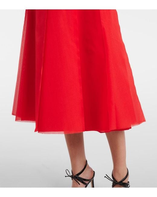 Altuzarra Red Silk Organza Midi Skirt