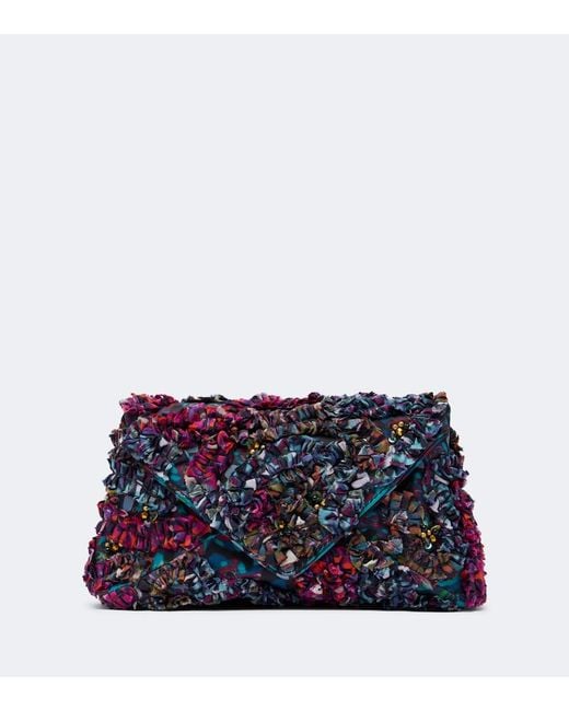 Dries Van Noten Blue Embellished Embroidered Clutch