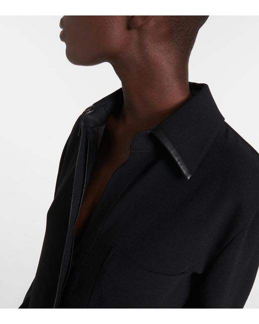 Vince Black Faux Leather-Trimmed Shirt