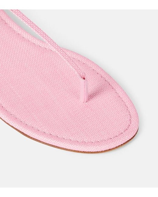 Aquazzura Pink Almost Bare Raffia-Effect Sandals