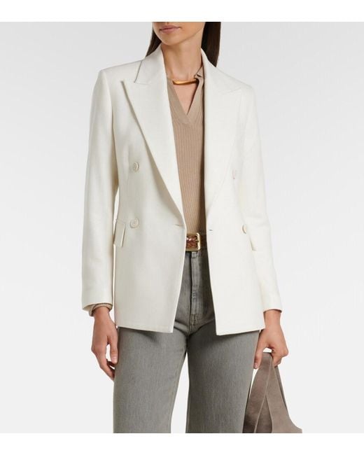 Eleventy Natural Double-Breasted Wool And Cashmere Blazer