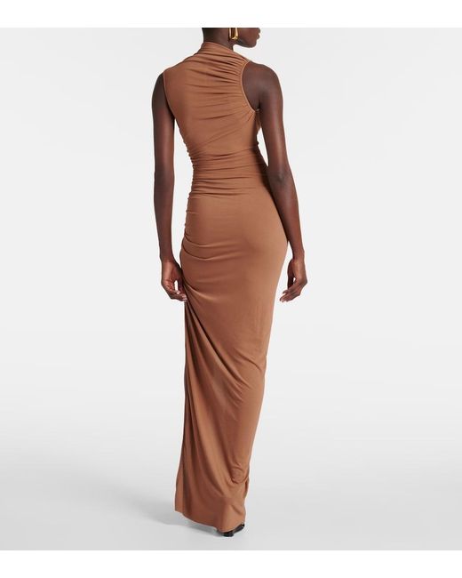 Rick Owens Brown Svita Ruched Jersey Gown
