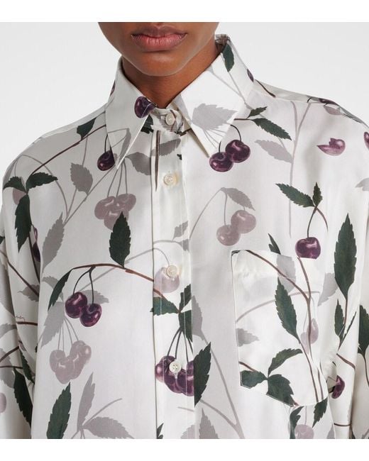 Stella McCartney Gray Printed Silk Twill Shirt