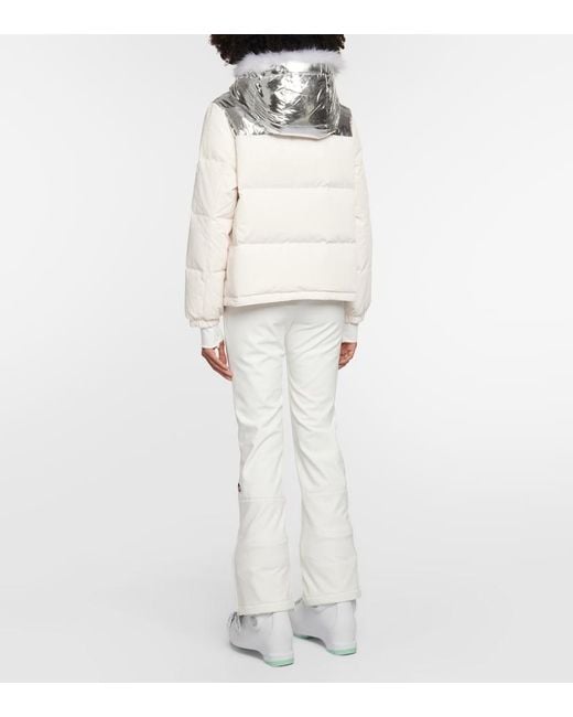 Yves Salomon White Shearling-Trimmed Down Jacket