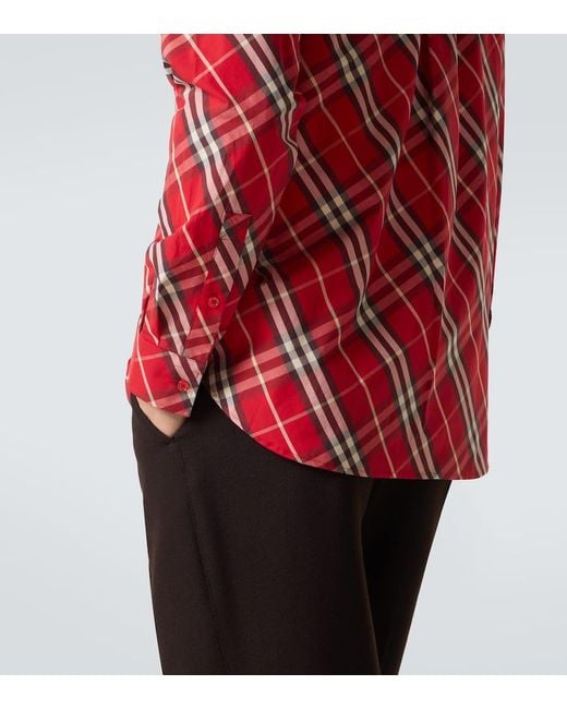 Burberry Red Checked Cotton Shirt for men
