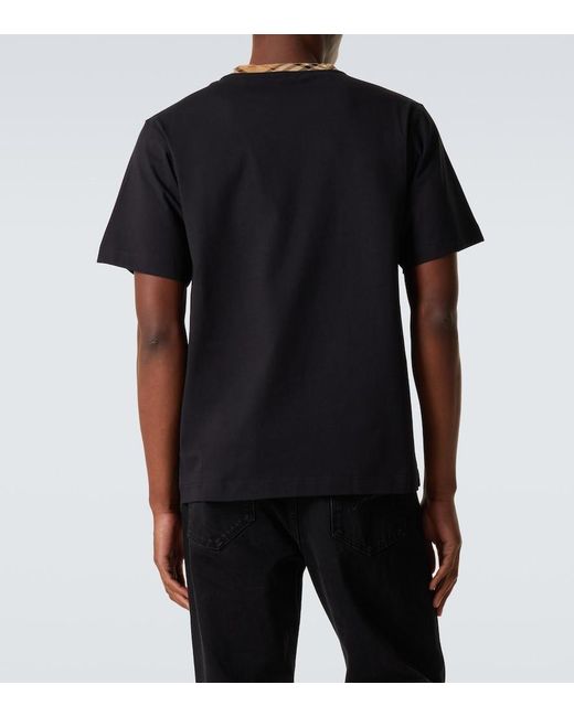 Burberry Black Check Cotton Jersey T-Shirt for men