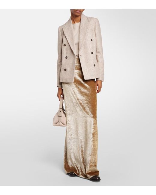 Falda larga de terciopelo Brunello Cucinelli de color Natural