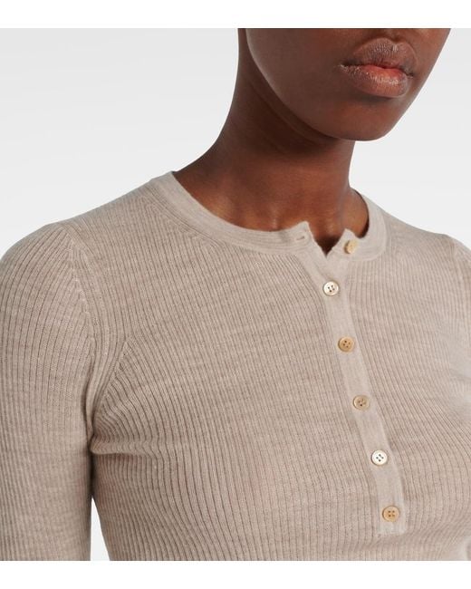 Gabriela Hearst Natural Julian Cashmere And Silk Henley Shirt