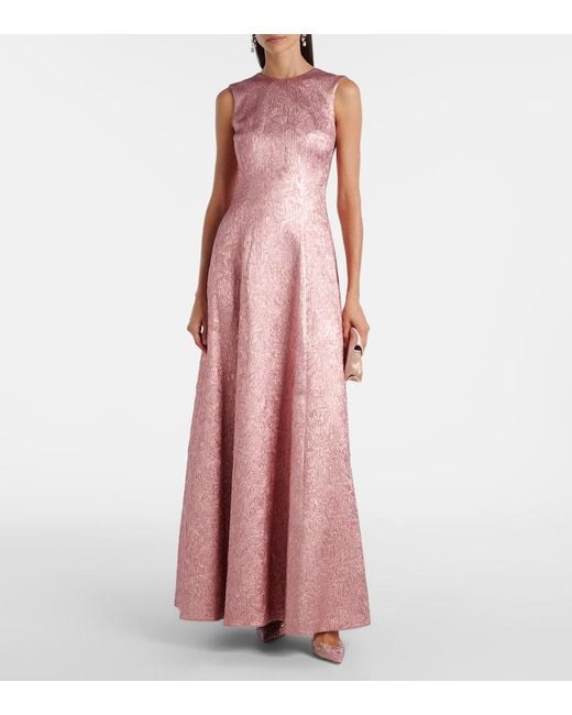 Emilia Wickstead Pink Robe Nodin Aus Cloque