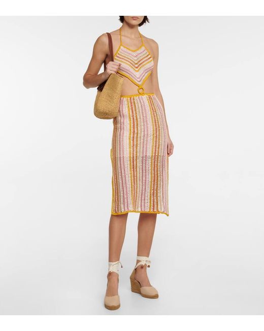 Anna Kosturova Multicolor Ring Halterneck Crochet Dress