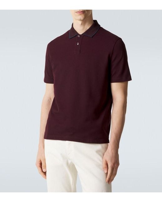 Brioni Red Cotton Pique Polo Shirt for men
