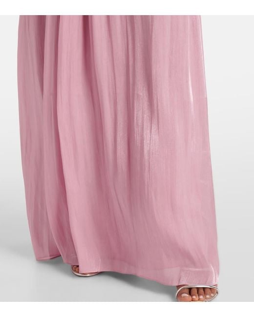 Costarellos Pink Isilda Lame Georgette Gown