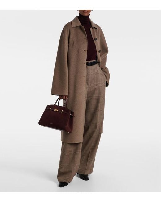 DeMellier London Red Tote Bag Huson Midi Aus Veloursleder