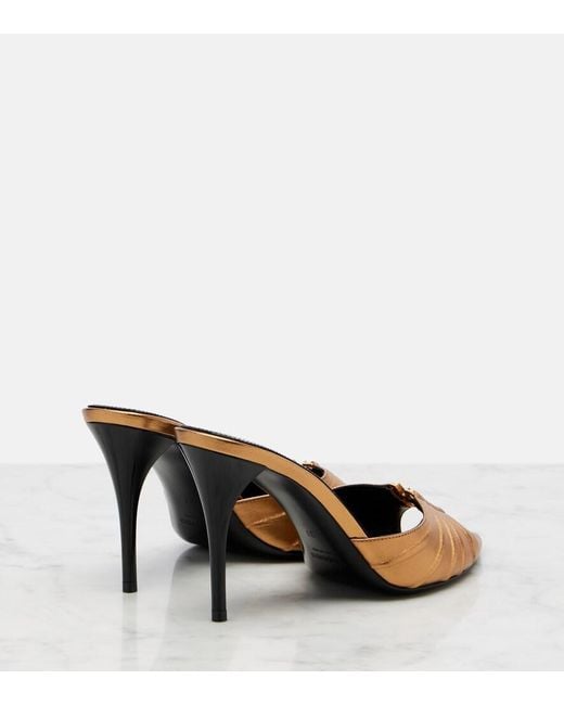 Saint Laurent Babylone Metallic Leather Mules