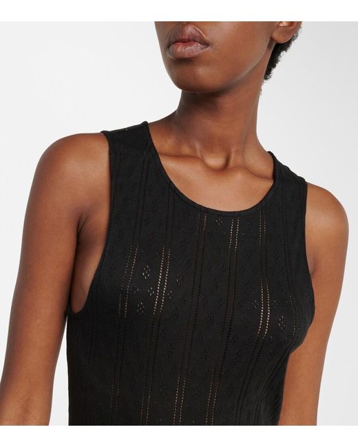 Loewe Black Paula's Ibiza Pointelle Cotton Jersey Maxi Dress