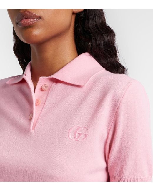 Gucci Pink Double G Wool Polo Shirt