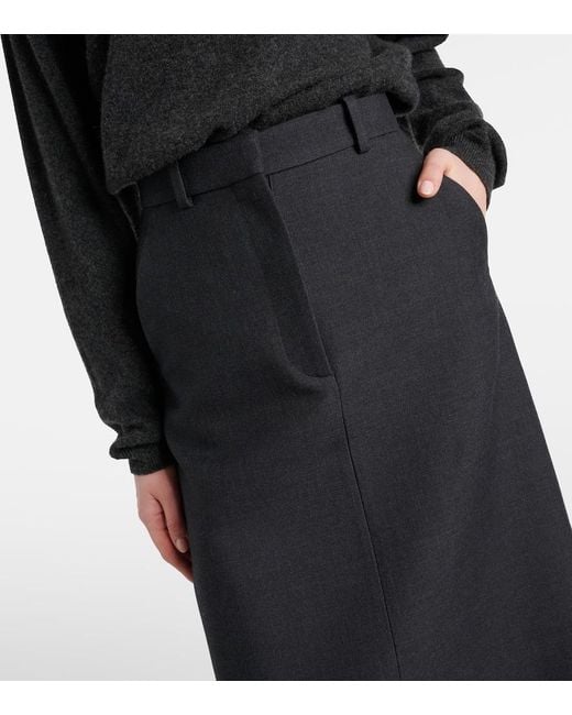 The Row Black Roux Wool And Silk Maxi Skirt