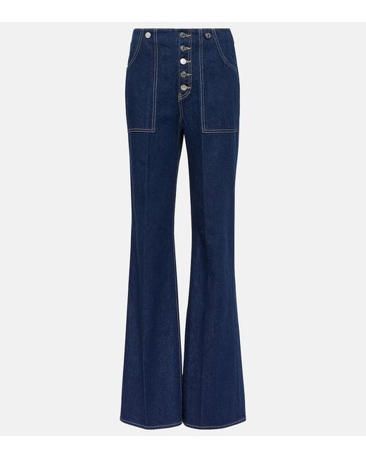 Veronica Beard Blue Crosbie High-Rise Wide-Leg Jeans