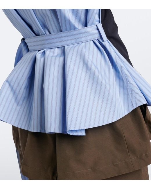 Sacai Black Layered Cotton Jersey And Poplin Top