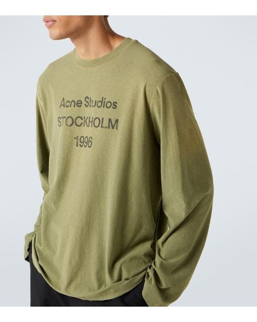 Camiseta De Algodon Y Jersey Con Logo Acne de hombre de color Green