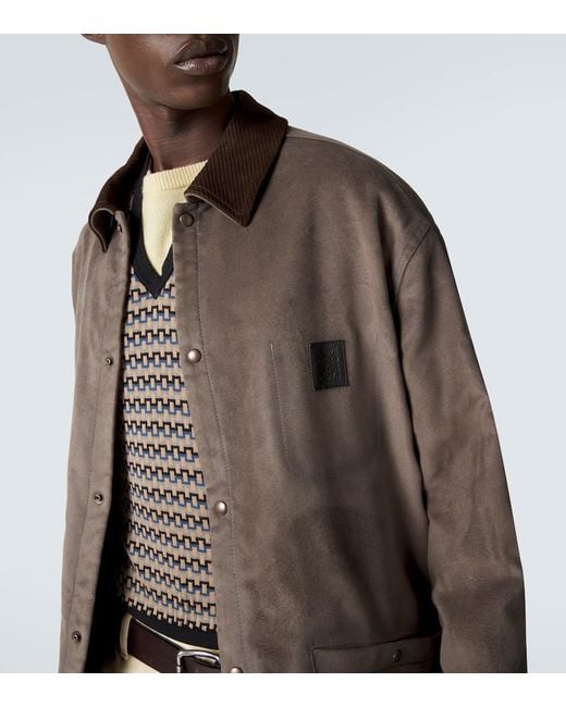 Loewe Brown Suede-Trimmed Jacket for men