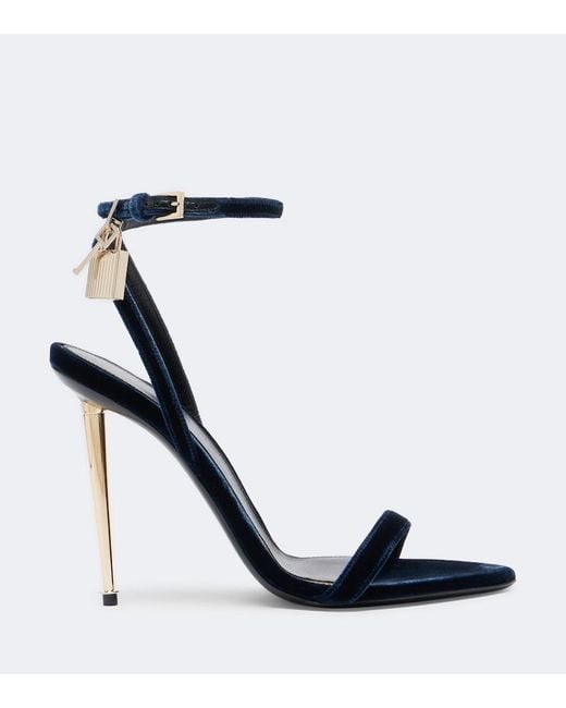 Tom Ford Blue Padlock Velvet Sandals