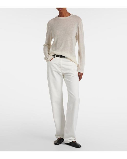 The Row White Amia Cashmere Sweater