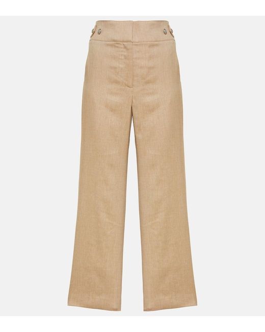 Veronica Beard Natural Aubrie Linen-blend Cropped Pants
