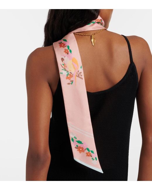 Chloé Pink Printed Silk Scarf