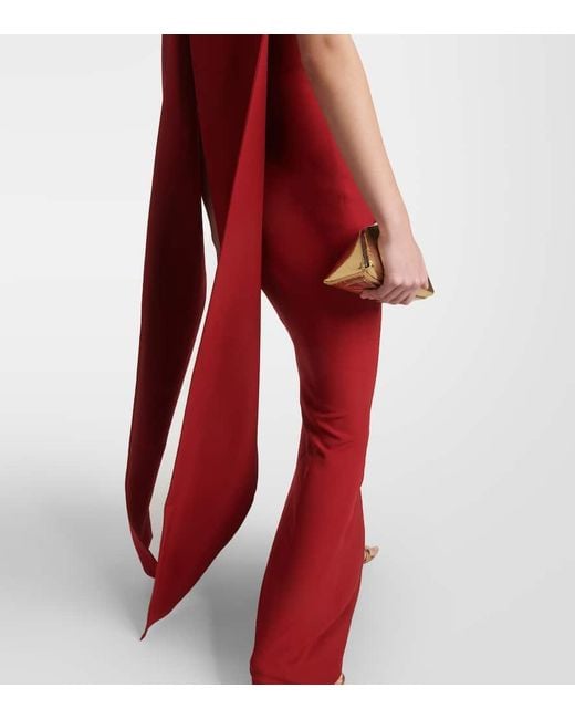 Safiyaa Red Ginkgo Caped Gown