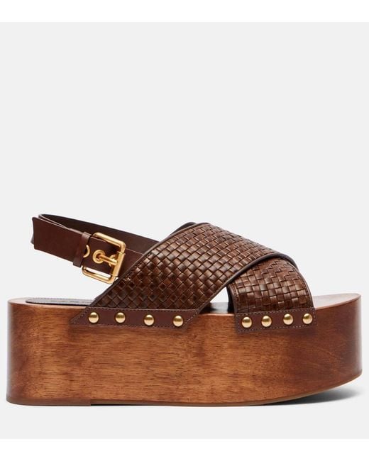Farm Rio Brown 75 Leather Platform Sandals