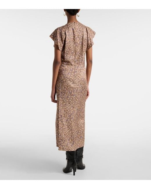 Isabel Marant Brown Lyndsay Floral Gathered Midi Dress