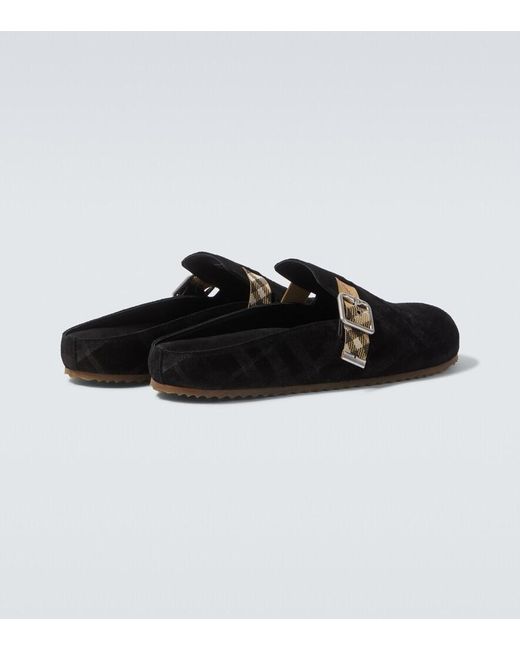 Burberry Black Urchin Suede Clogs for men
