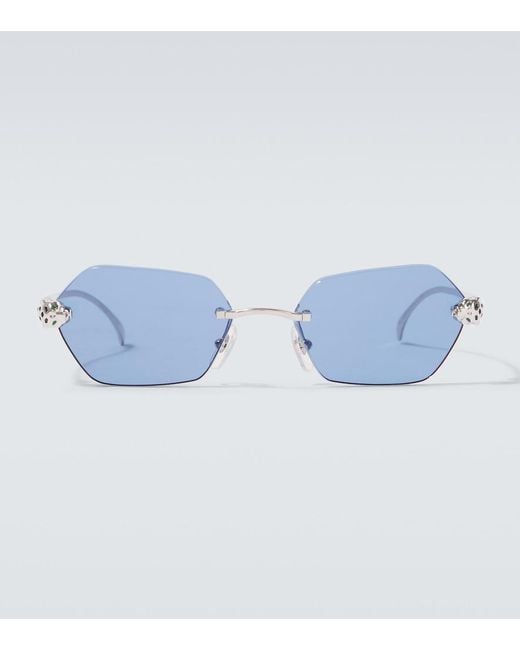 Cartier Blue The Panthere De Cartier Square Sunglasses for men