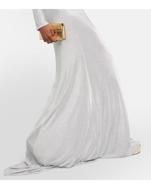 Costarellos Gray Cutout Gown