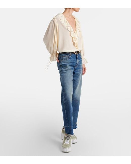 Chloé White Nama Suede Platform Sneakers