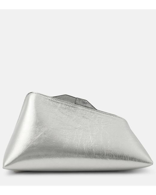 The Attico Gray 8.30 Pm Metallic Leather Clutch