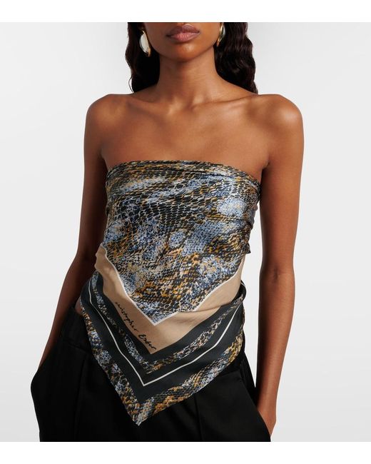 Christopher Esber Gray Snake-Print Silk Scarf