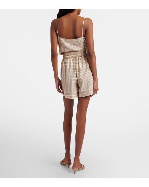 Joseph Natural Laven Checked Silk Shorts