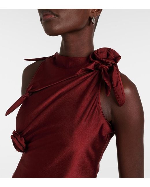 Coperni Red Floral-Applique Asymmetric Top