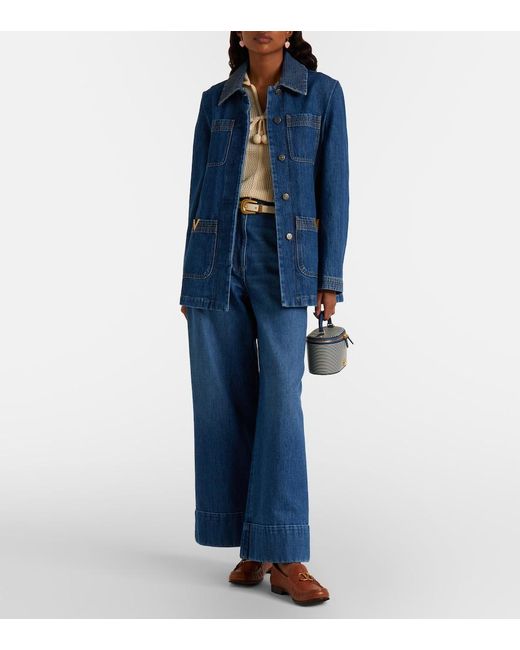 Valentino Blue Vgold Denim Field Jacket