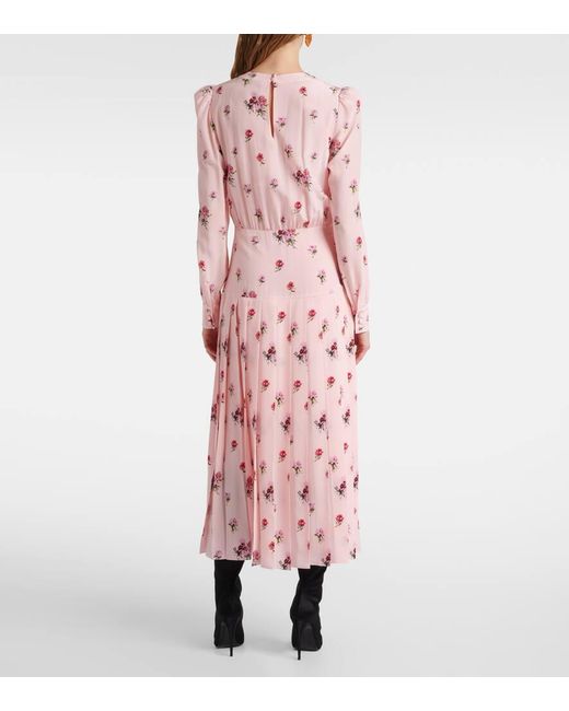 Alessandra Rich Pink Bedrucktes Midikleid Aus Seide