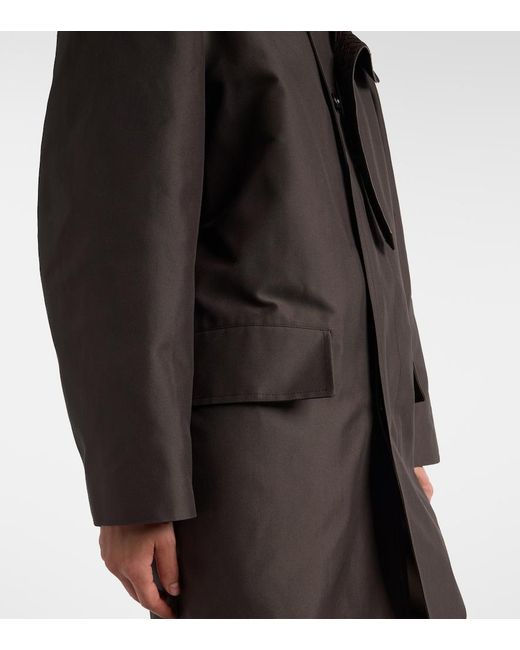 Bottega Veneta Black Intrecciato Leather-Trimmed Trench Coat