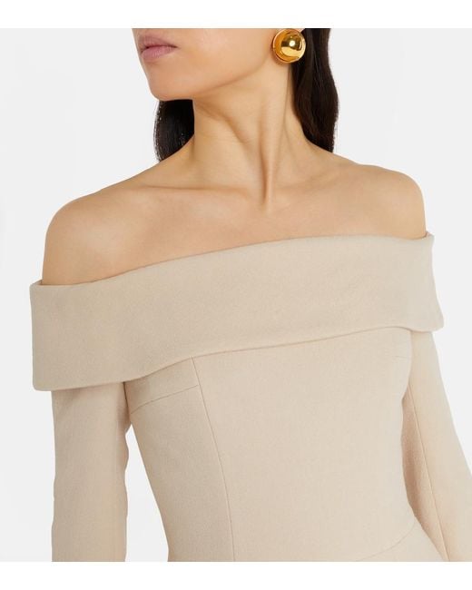 Emilia Wickstead Natural Nosrat Wool Crepe Bustier Dress
