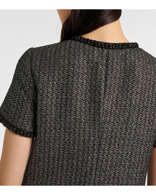 Self-Portrait Black Pleated Boucle Minidress