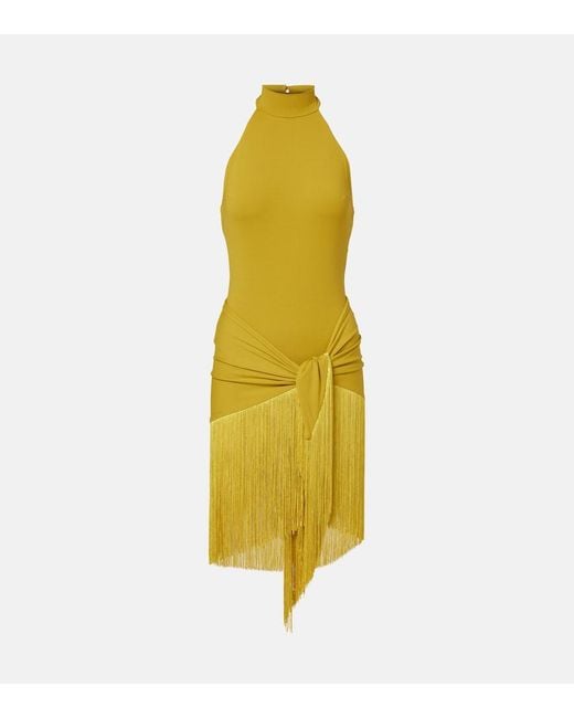 Taller Marmo Yellow Artemis Fringed Beach Cover-Up And Swimsuit